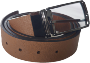 Cinturón de cuero café para hombre reversible