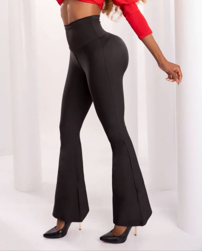 Leggins moldeador con faja negro campana sin botones - Image 2