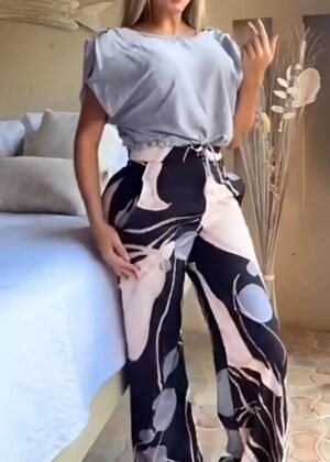 Conjunto negro gris y beige