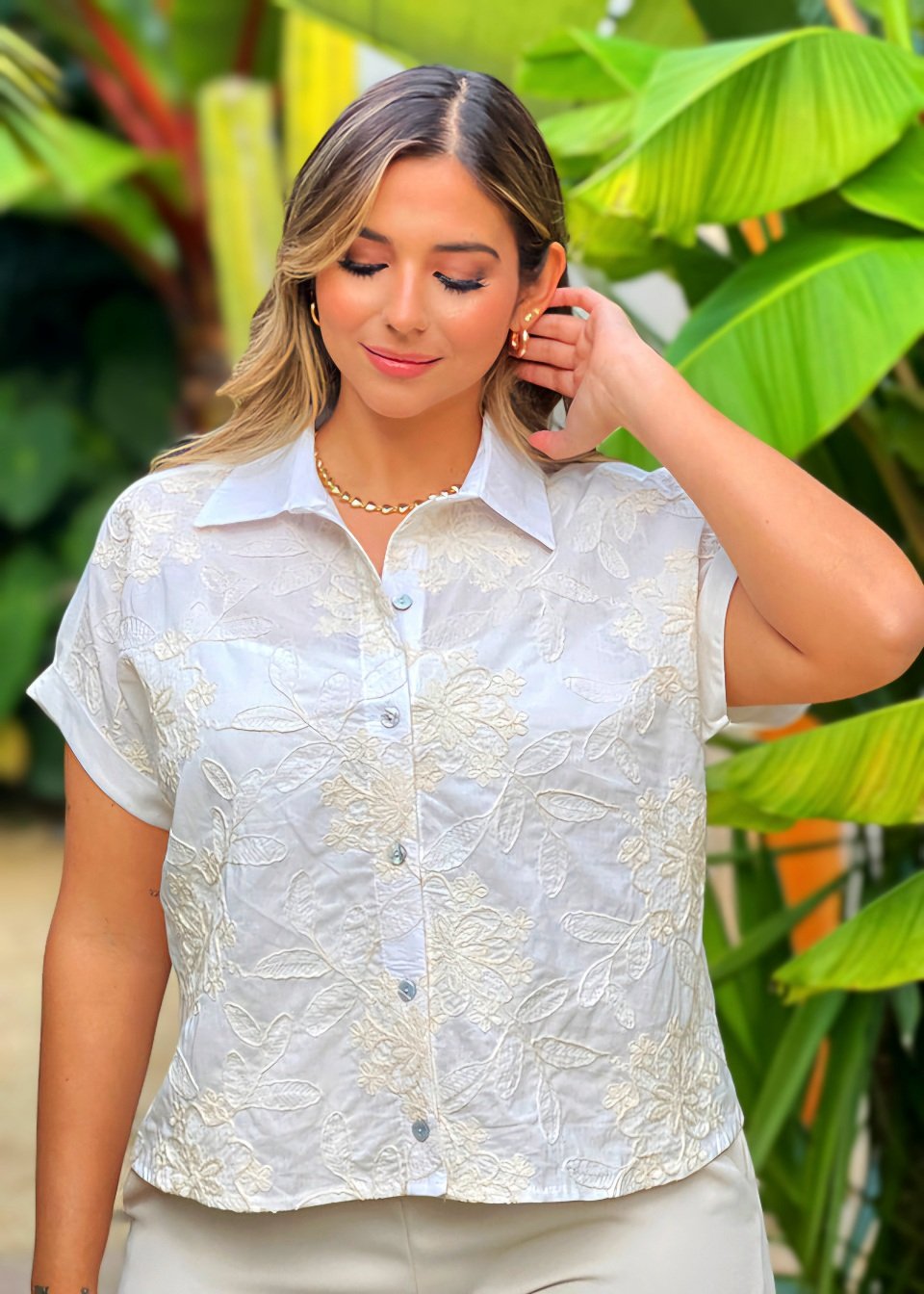 Camisa bordada plus