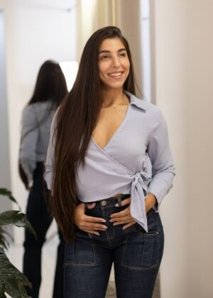 Blusa manga larga celeste