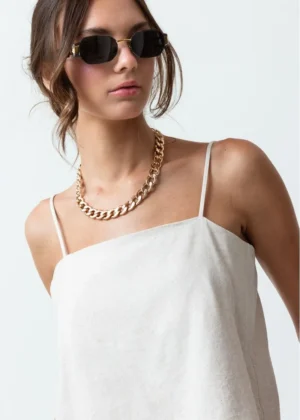Camisa de tela fluida Beige crudo