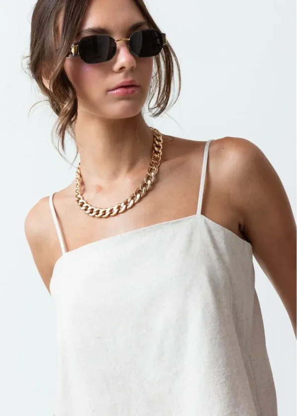 Camisa de tela fluida Beige crudo