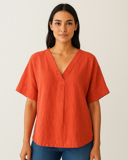 Camisa Manga corta Naranja oscuro