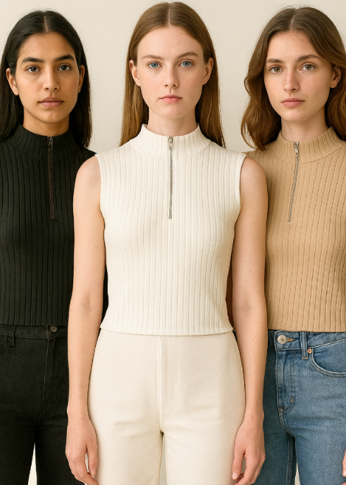 Blusa en tela rib sin mangas