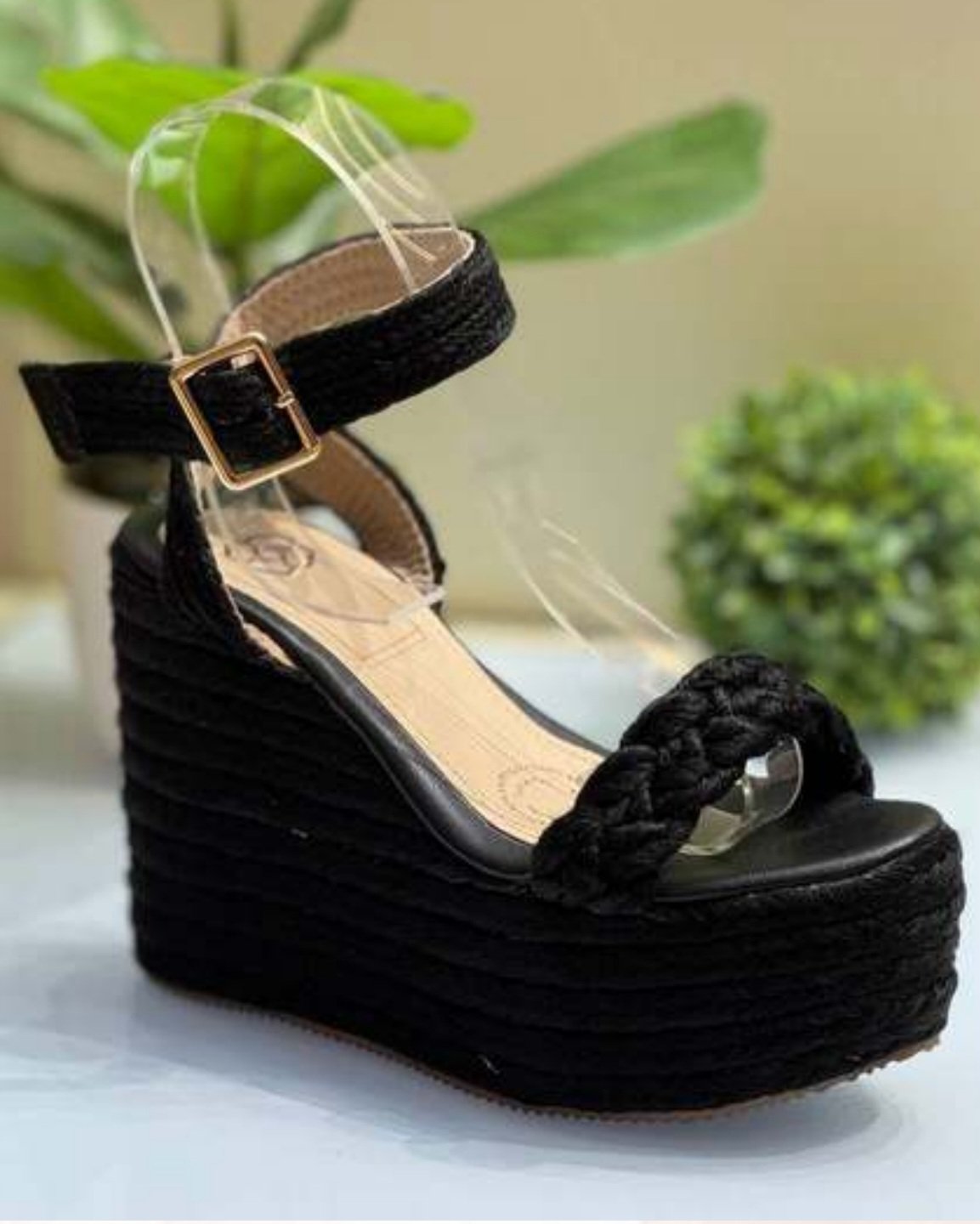 Sandalia Plataforma en Yute negro