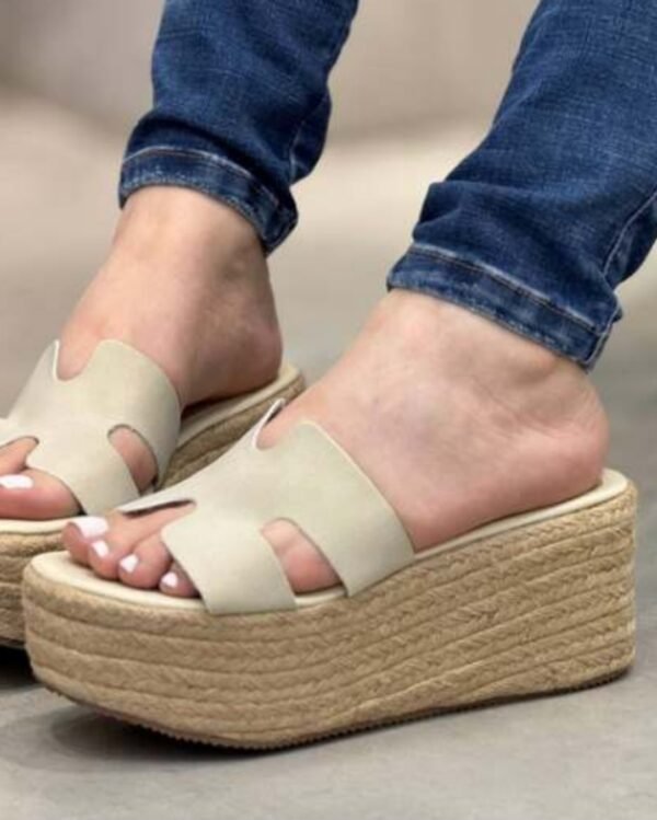 Sandalia Plataforma en Yute Blanco hueso
