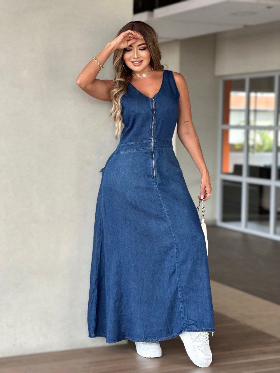 Vestido largo reversible de jeans - AS06534
