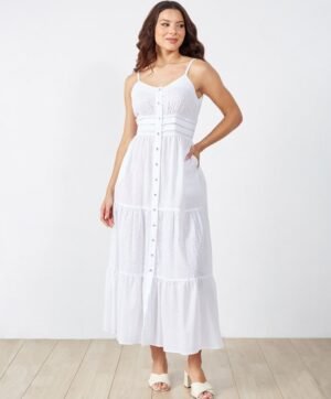 Vestido en Ojalillo blanco con tiras 254016