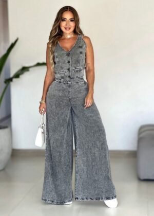 Conjunto de jeans gris oscuro
