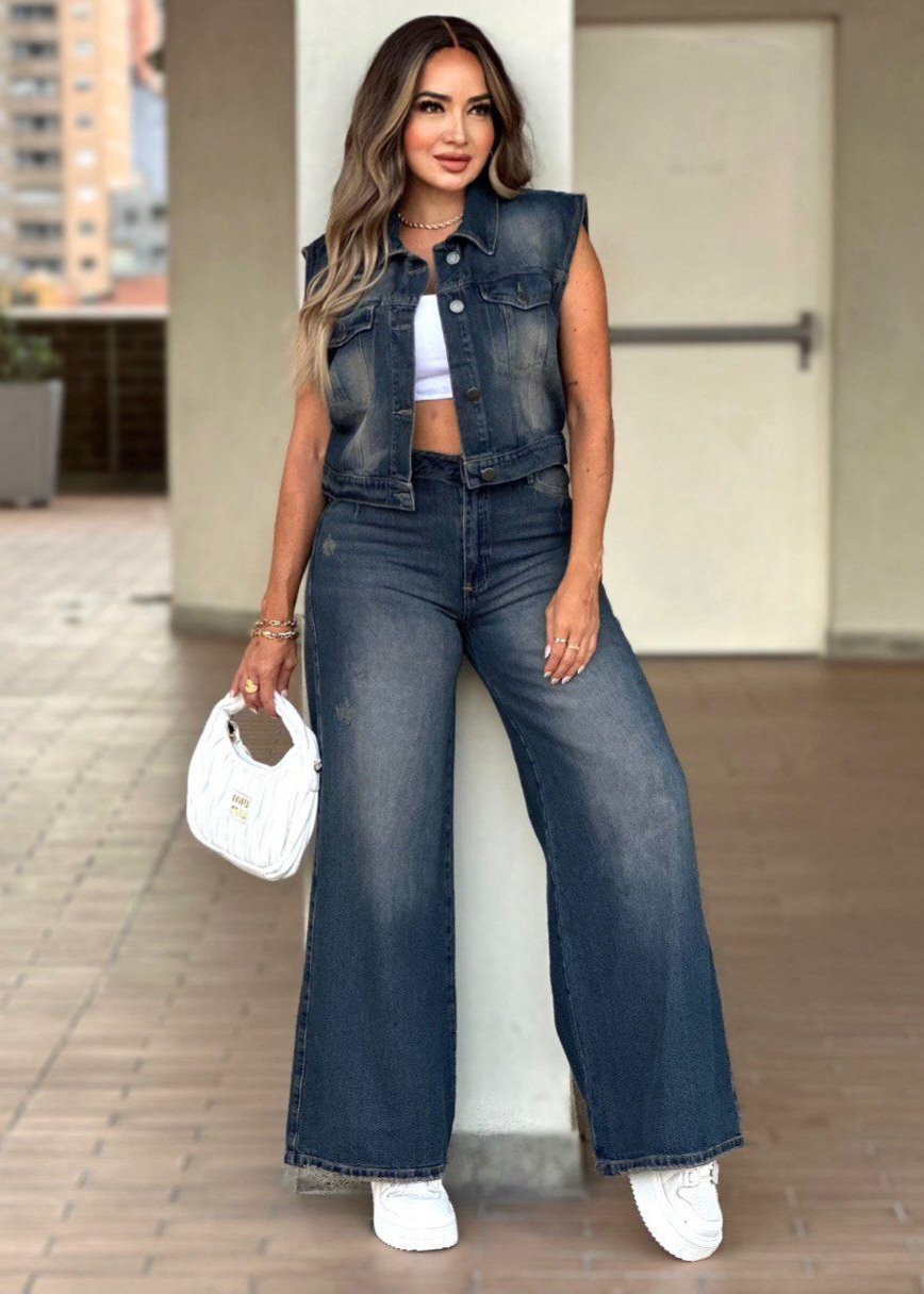 Set Pantalon Wide Leg y chaleco AS06538 - Image 3