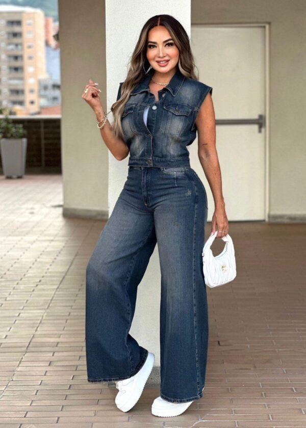 Set Pantalon Wide Leg y chaleco AS06538