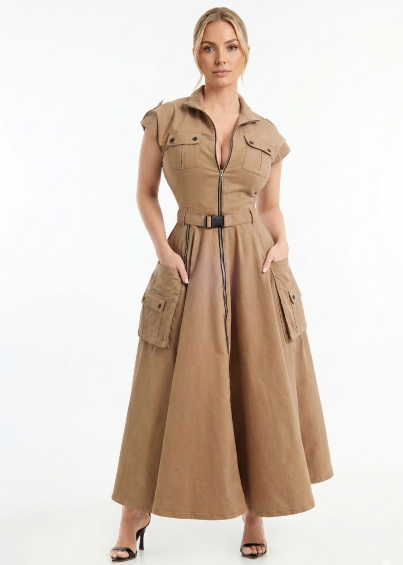 Vestido largo en drill 12980