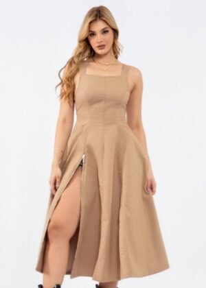 Vestido largo Khaki 3107