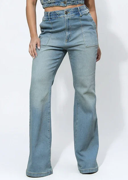 Jeans stretch dirty acampanado