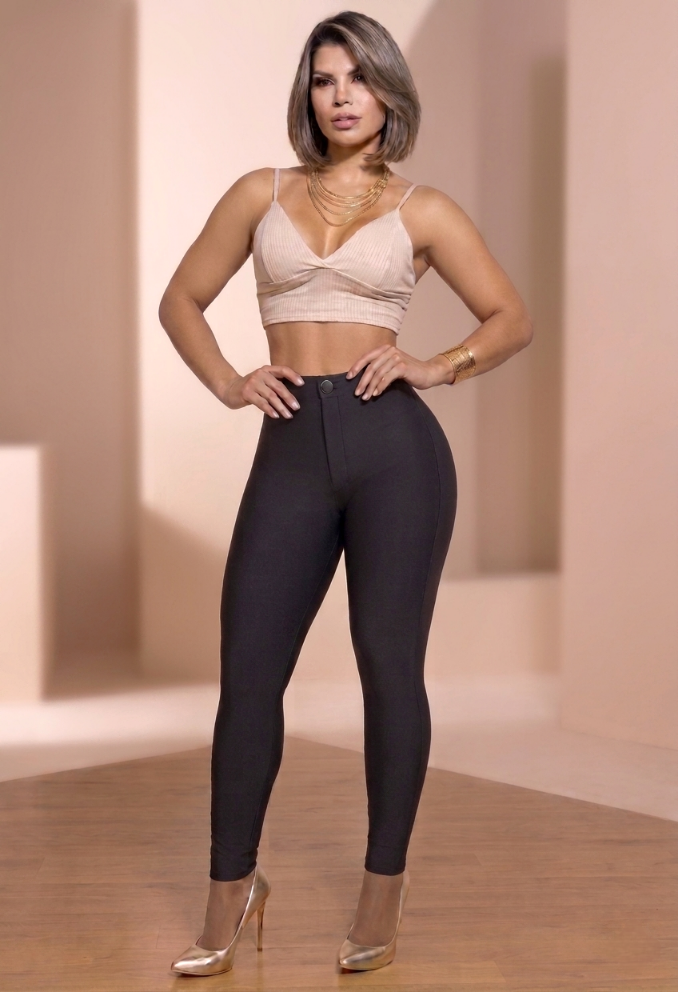 Leggins Joice con faja Skinny Negro mate