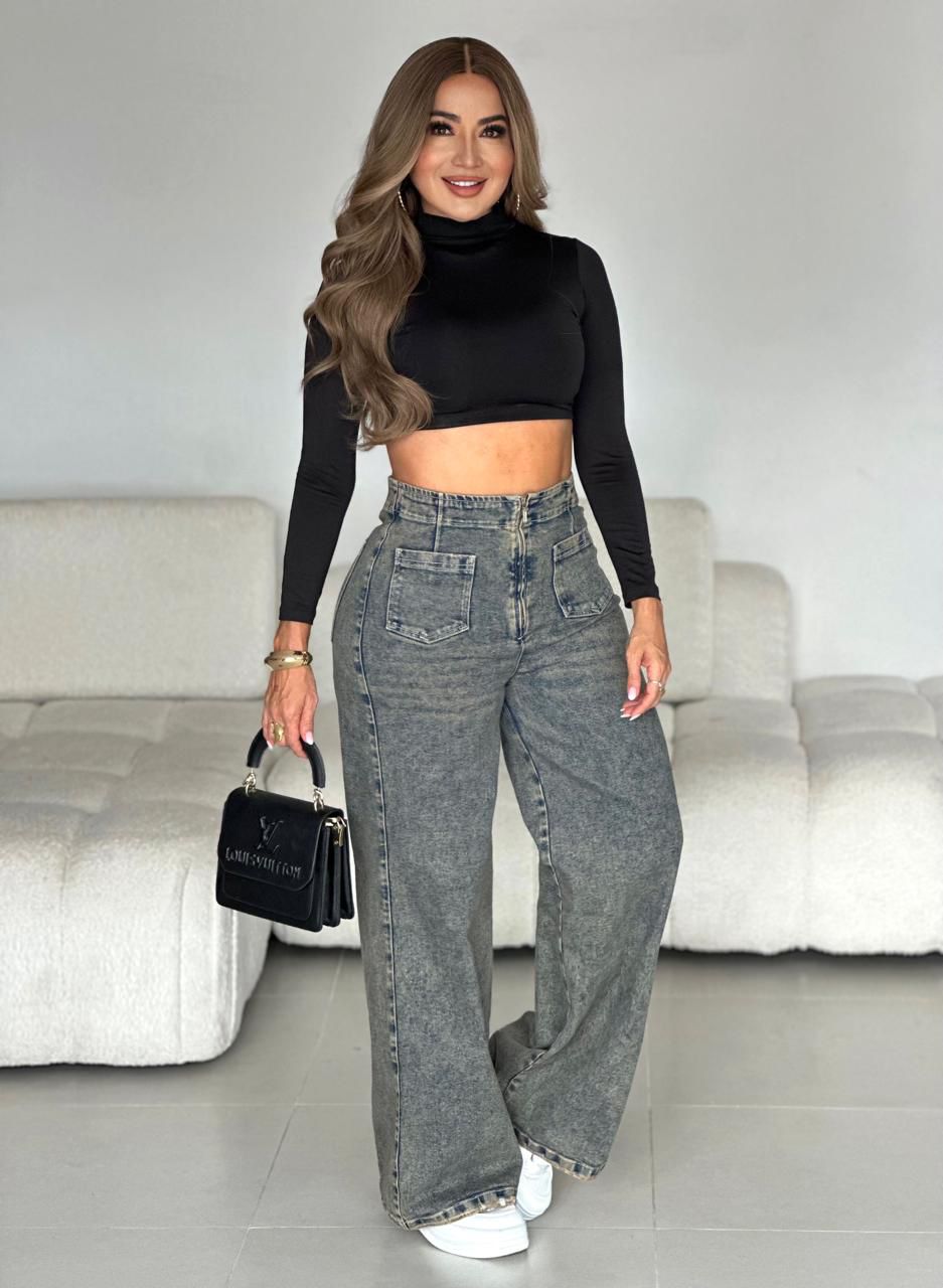 Jeans Palazzo dirty wash AS06759