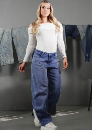 Jeans barrel textura rústica 53347