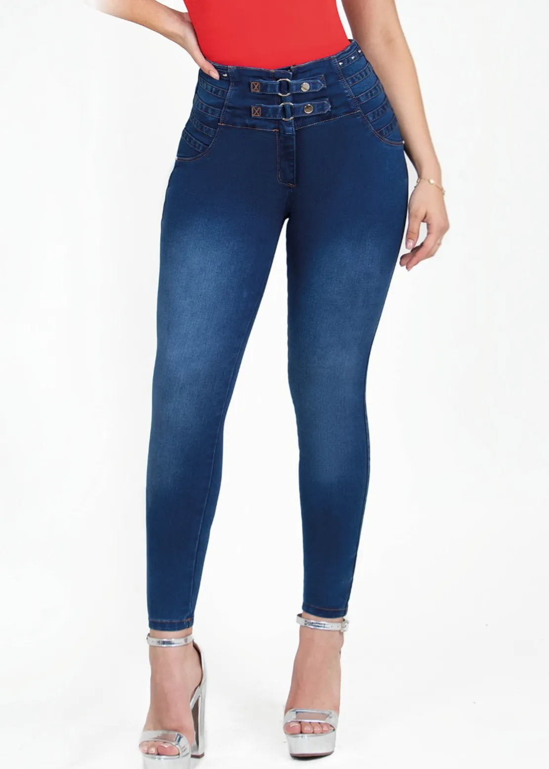 Jeans levanta cola con faja interna skinny JMC695