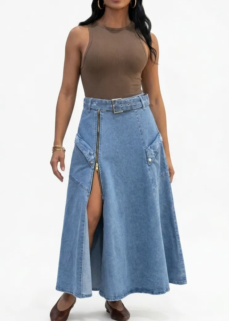 Falda jeans con bolsillos UP2131