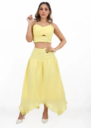 Set de blusa y falda en lino
